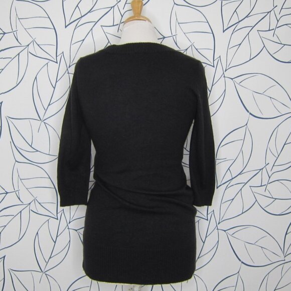 BCBG Max Azria Black Angora Wool Tunic Sweater w/ Rhinestone Logo Size M - Picture 5 of 7